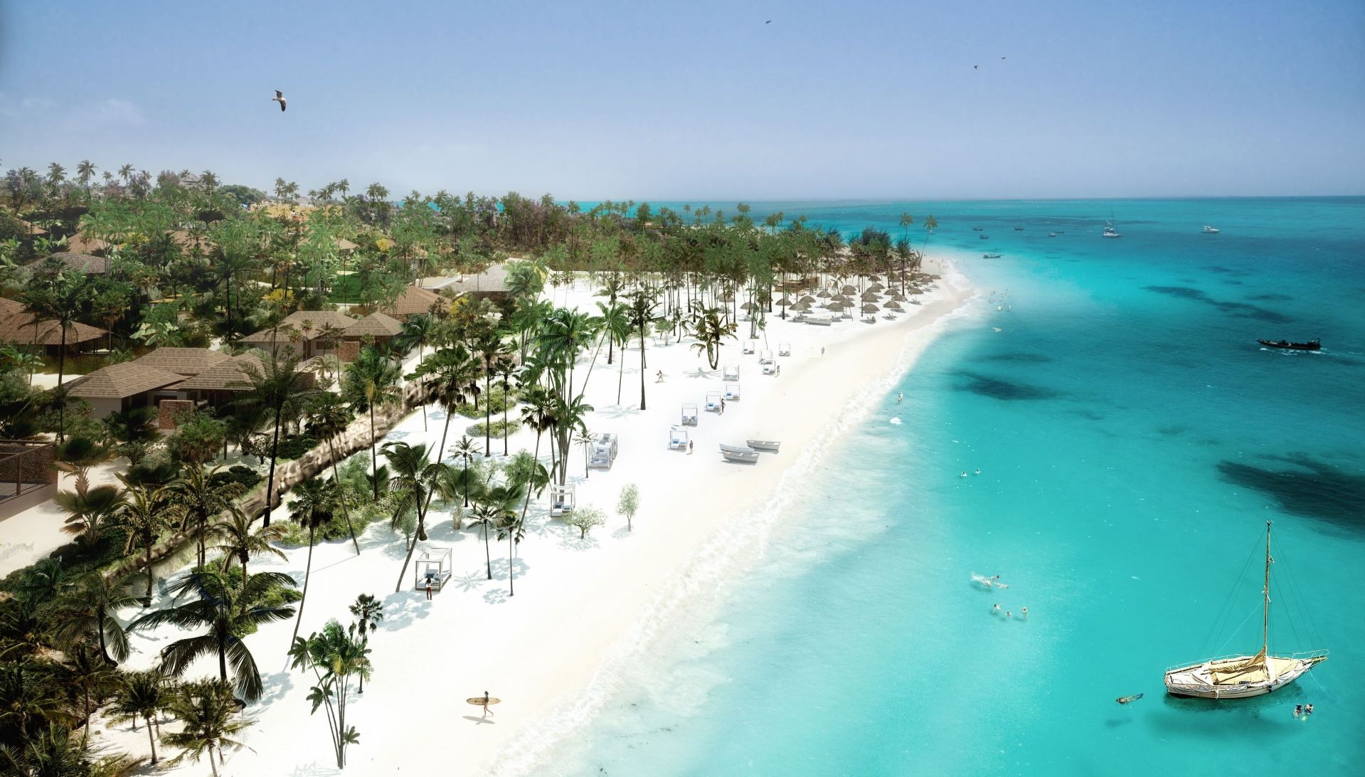 Aerial view of a Zanzibar beach